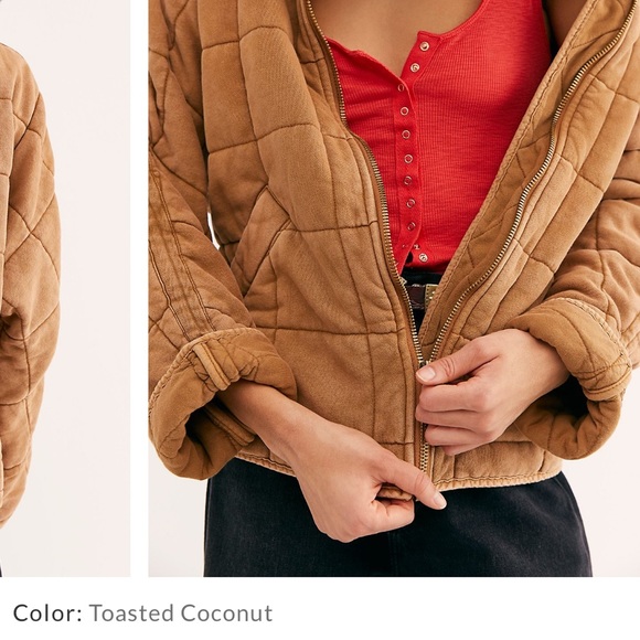 Free People Quilted Jacket - Toasted Coconut (Brown) - Picture 2 of 6